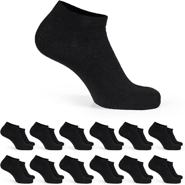 12 par bomullssokker, unisex