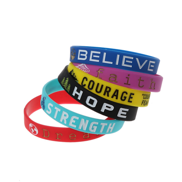 Slitstarkt silikonarmband med inspirerande citat, flexibelt armband