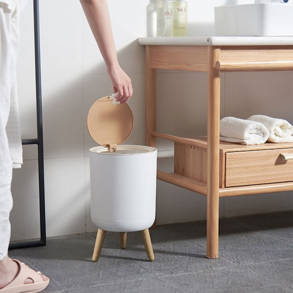 Hushållssoptunna med lock 7L trycktyp soptunna Multifunktionell soptunna med stor kapacitet White Tabletop