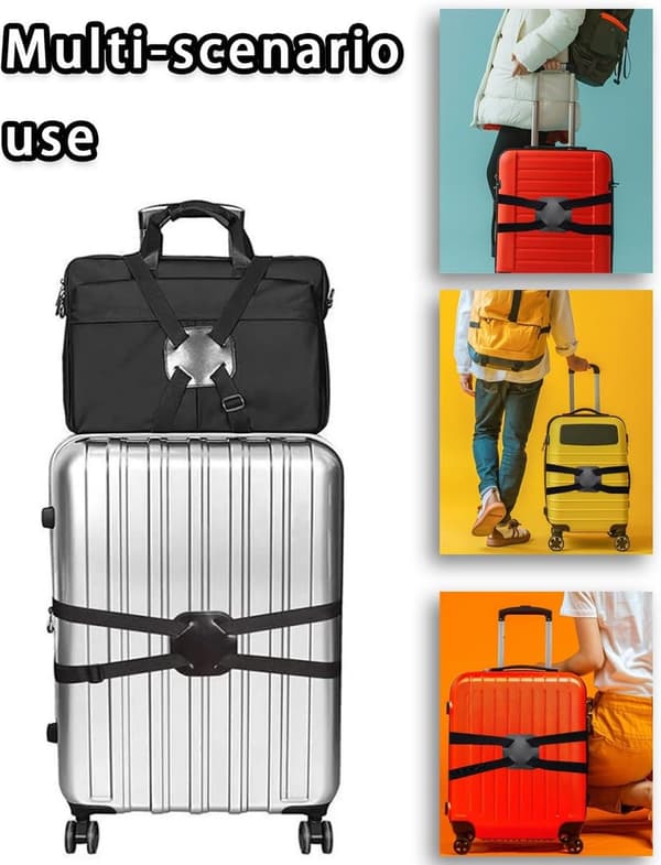 stk - Bagagestropper Kuffert Justerbar Rem Rygsæk Bungee Forbindelse Multifunktionelt Tilbehør Længde 70-240cm til Tasker, Kufferter Sort_yu