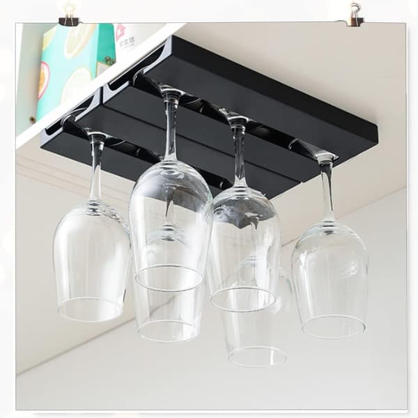 Stilfuld Vinglasholder, Omvendt Opbevaring Premium Plast Vinglasstativ til Underskabe til Køkken, Bar (25,3×11×2cm)