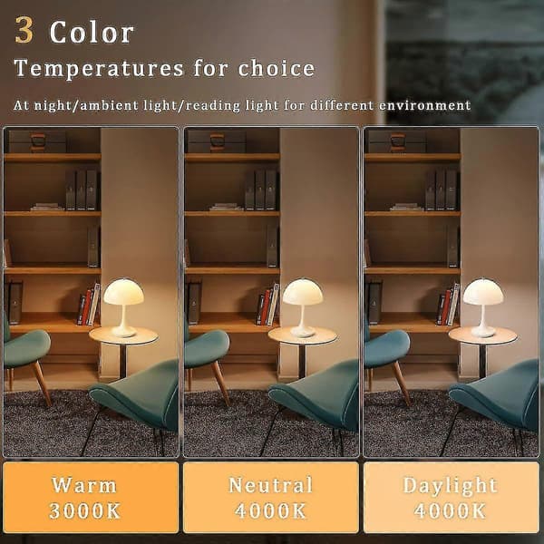 Trådløs Bordlampe i Soppdesign, Retro Sopplampe med Dimbar LED Nattlys