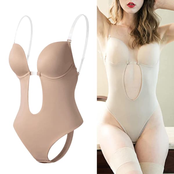 Dame Rygfri Bodysuit Dyb V-hals Bodysuit til Formgiver til Bryllup S