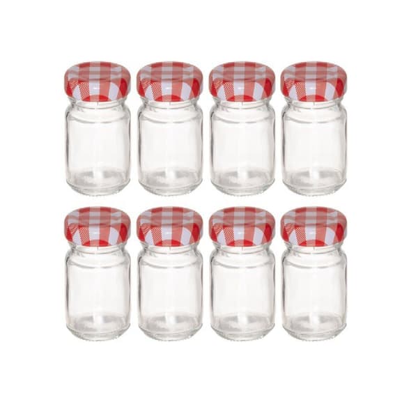 Syltetøjsglas 50 ml 8-pak med låg – Marjukka rode