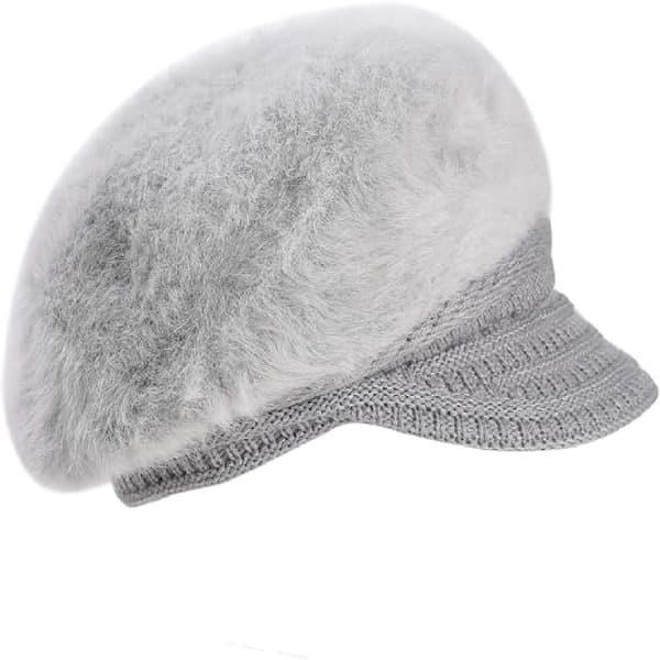 Dam basker, spetsig mössa, stickad mössa, dam vinter varm ullmössa, varm ull newsboy-keps A4