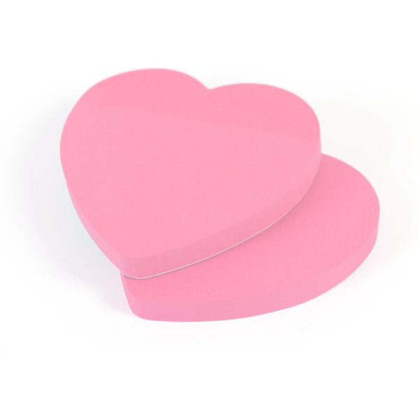 Hjerteformede selvklebende notater, 100 per ark, 7*7cm, flyttbare klistrelapper red