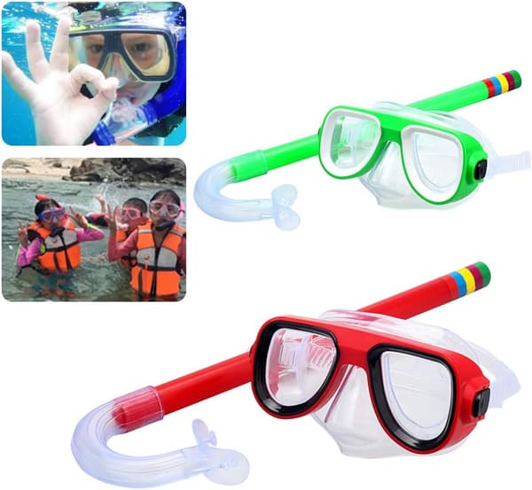Snorkelset för barn, dykmask, simglasögon, torr snorkel, giftfri dykutrustning, 3-8 år