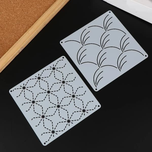 9/32 stk. Sashiko Broderiskabelon DIY Geometrisk Patchwork Sæt 9 stk. 9Pcs