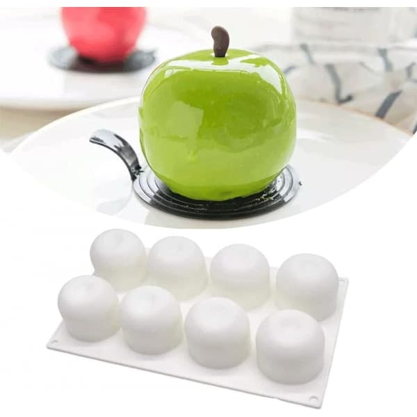 {hw} 8-hullers æbleformet silikoneform, 3D silikone bageform til muffins, kager, dessert og mousse