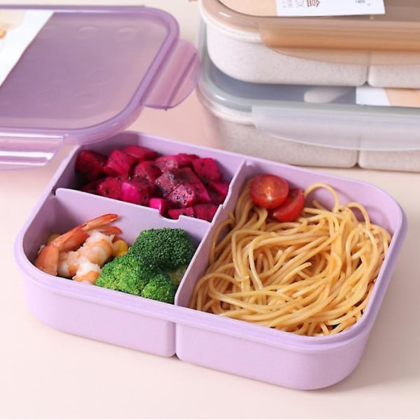 Matlåda Separerad Matlåda Mikrovågsuppvärmning Matlåda Student Med Sked purple spoon