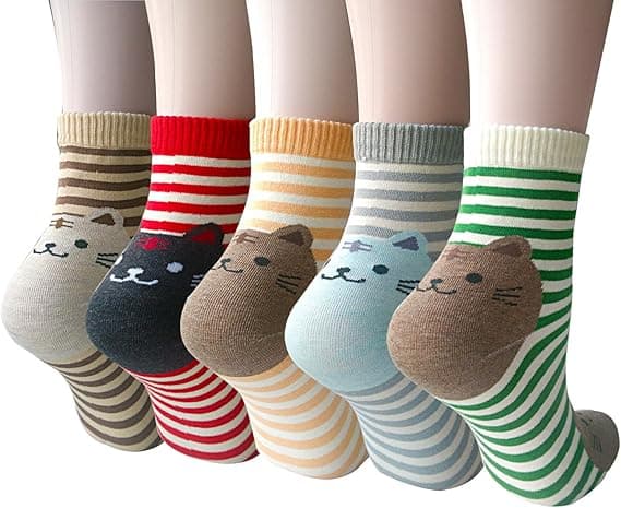 Strumpor för barn, 5-pack katt nya damstrumpor, gränsöverskridande c