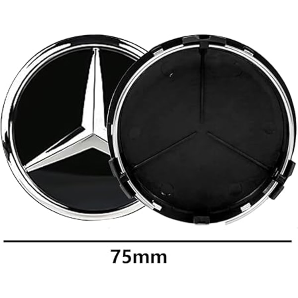 4-pack Mercedes-Benz Navkapslar – Hjulnavsemblem Silver Silver - 75mm