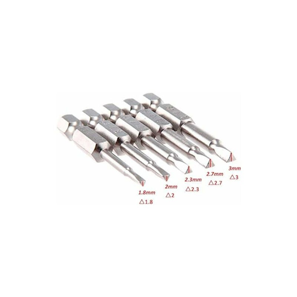5 st Triangulära Magnetiska Skruvmejselbits Set S2 Stål 1.8mm