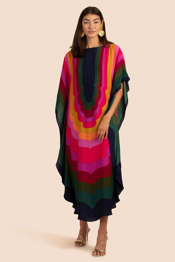 Dame strandkjole i regnbuefarver, plus size Green