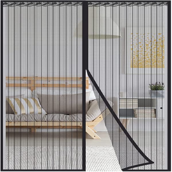 Myggenet til dør med magnetlukning 100 x 220 cm Sort 613