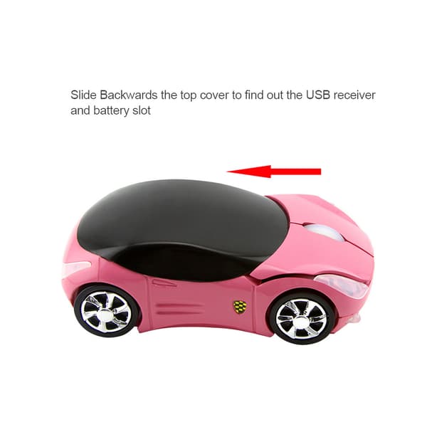 Trådløs bilmus, cool 3D sportsvogn computermus, sort A2