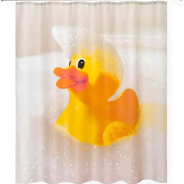 Gummi badeforhæng til børn, vandtæt, vaskbart polyester badeforhæng med kroge
