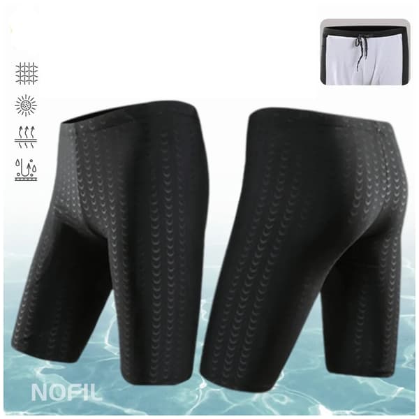Badeshorts til mænd, åndbare, moderigtige, lette, komfortable, polyester, sorte, 3XL