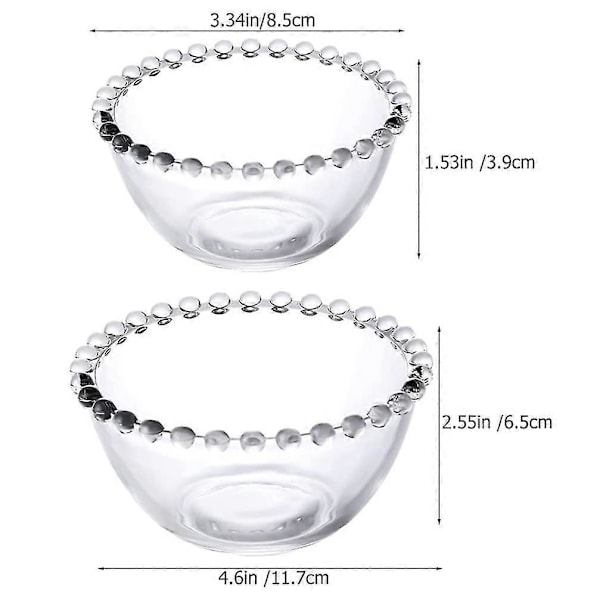 Kampanjerbjudande 2-pack Glasskålar med Pärlkant Fruktskålar Genomskinliga Skålar Blandskålar Dessertskålar Fågelboskålar