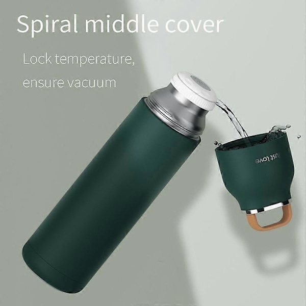 500ml kaffe resemugg termos inbyggt lock kopp rostfritt stål termospotta present kontorsmugg Forest Green