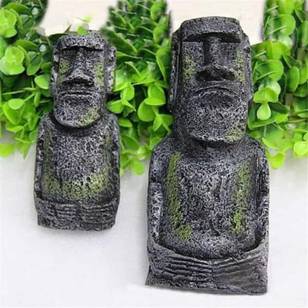 2 stk. antikk påskeøyhode-statueportrett, akvariumfisketankpynt, tilbehør til hjemmekontordekorasjon