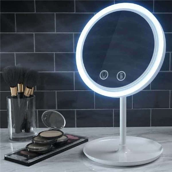 Makeupspejl med LED-lys og ventilator Rosa pink