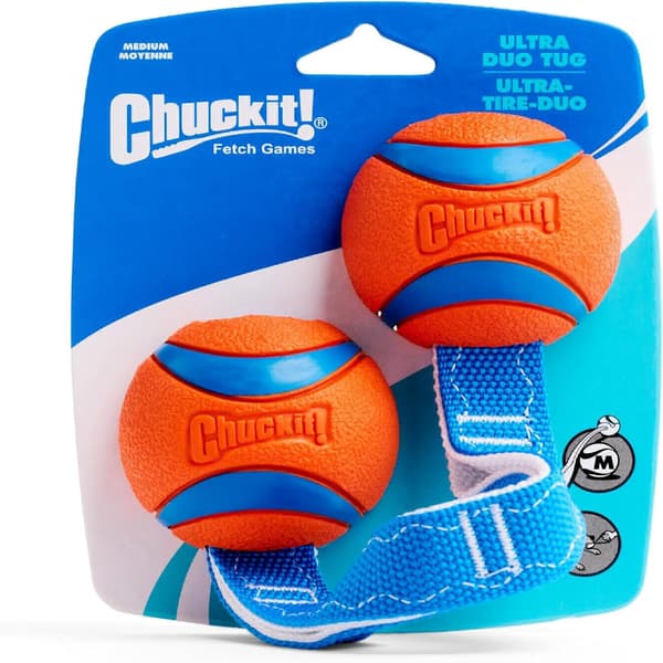 Hundeleke med to gummiballer, draleke for hunder, medium
