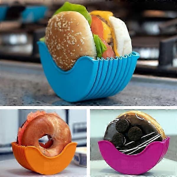4 stk. Burger Fixing Box Justerbar Hamburgerholder Genanvendelige Vaskbare Hamburgerklemmer Silikone Standholder Burger