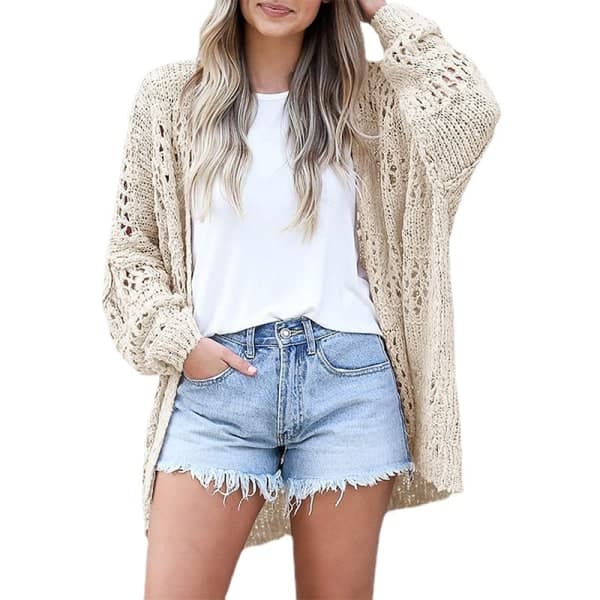 Hæklet Kimono Boheme Langærmet Letvægts Blød Oversized Cardigan