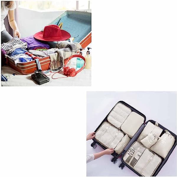 Kuffert Organizer - 7 dele - Tasker til Rejser Svart black