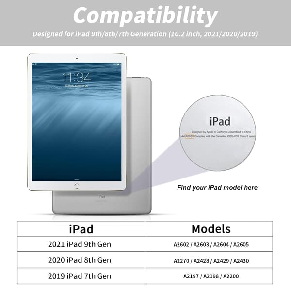 Stand Smart Case med blød TPU-bagside til iPad 10.2\", Auto Sleep/Wake, Grå grey