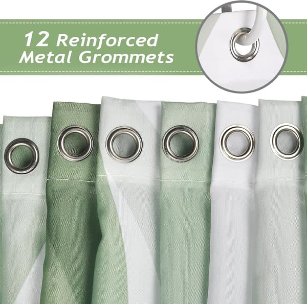 Vågformad gradient duschdraperi - modern minimalistisk stil - 180×180 cm - vattentät och mögelresistent polyester - 12 krokar ingår Grön