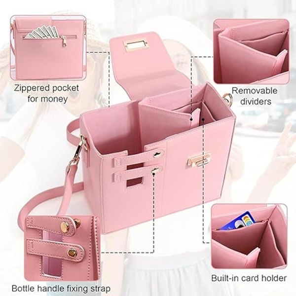 Vattenflaska Crossbody Väska, Vattenflaska Bärväska, Stanley Cup Hållare, Portabel Utomhus Vattenkoppshållare med Justerbar Axelrem pink