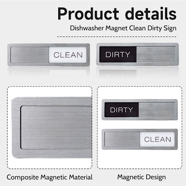 Ren/Smutsig Skjutskylt Ren Smutsig Diskmaskin Skylt Magnetisk Diskmaskin Skylt Kökstillbehör Köksmagnet Köksredskap