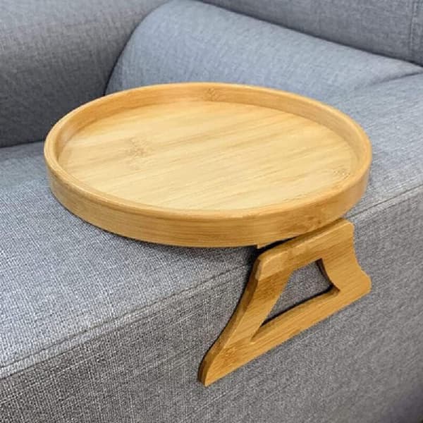Sofaarmlenbrett, 25 cm, trebrett til sofa, sammenleggbart, klemmebrett til sofa, egnet for plassering av mat og drikke, snacks, aviser.