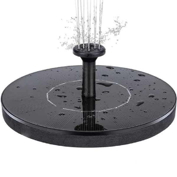 Soldrevet vandfontæne 13 cm Sort