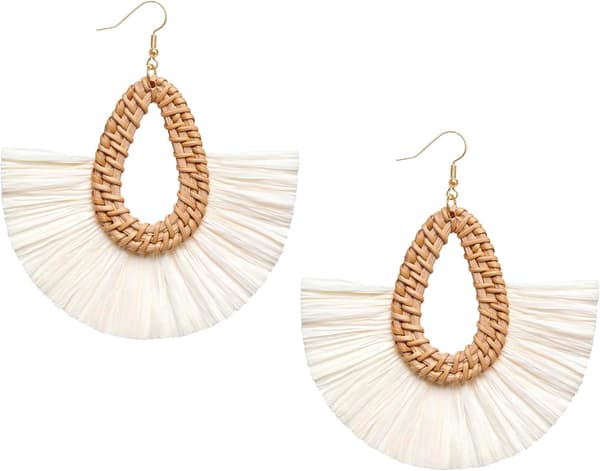 Statement Raffia Kvastøreringe Boho Sommer Strandøreringe Lette Stråflettede Hængende Øreringe Trendy Rattan Kvaste til Kvinder