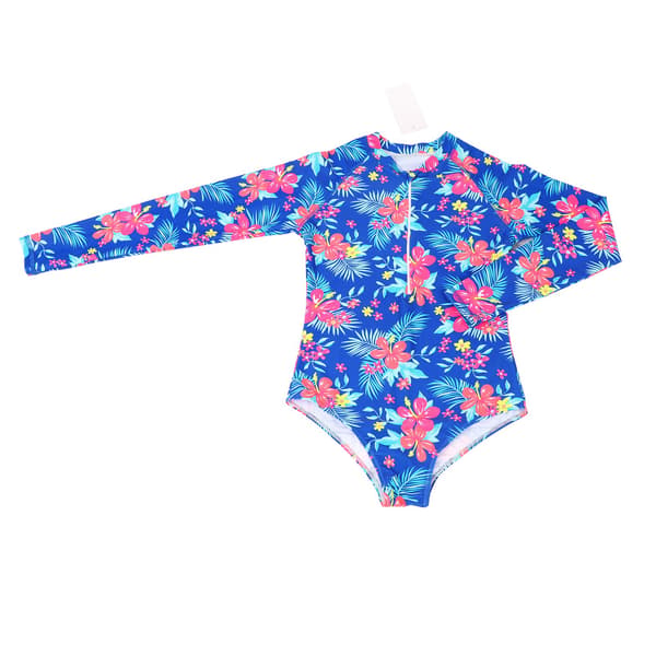 Piger Langærmet Blomsterprint Badedragt Åndbar Børne Badedragt Sommer Strand Badedragt