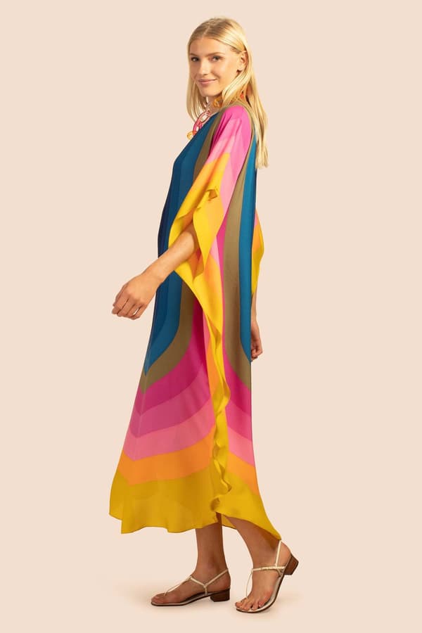 Dame strandkjole i regnbuefarver, plus size Blue