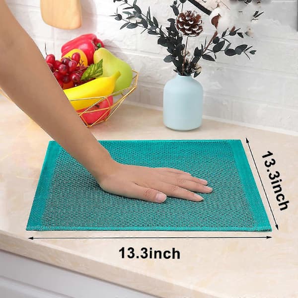 6-pack diskhanddukar i bomullsvåffelväv, ultramjuka absorberande snabbtorkande diskhanddukar blågröna Blue-green 34*34cm