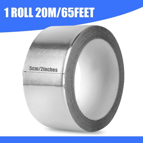 Aluminiumtejp, 5 cm x 20 m Folietejp (0,1 mm), Isolering A