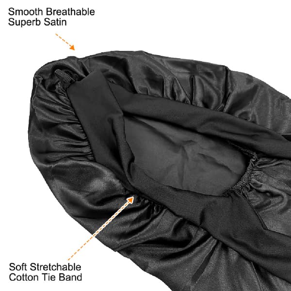 Satin sovehætte med sløjfe sort Black 77
