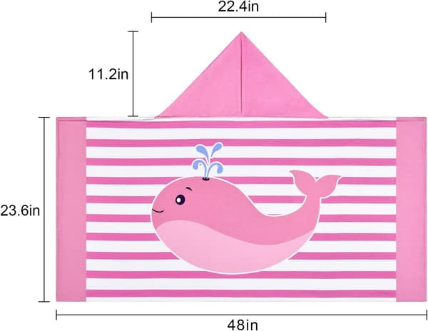 Hættebadehåndklæde, velegnet til børn i alderen 3 til 12 år, lavet af superblød og absorberende bomuld, velegnet til badeværelse/pool/strand. 1