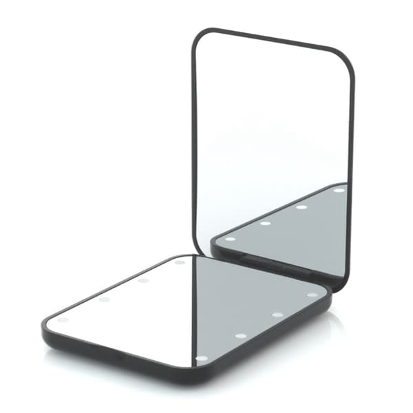 Dobbeltsidet makeup-spejl LED - lys foldbart 2X forstørrelsesspejl Black black