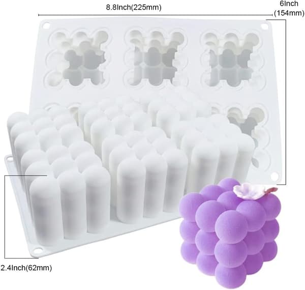 Boblelysforme, 6-hullers Rubik's cube silikoneforme, DIY-forme til kreativ bagning af mousser.