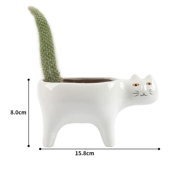 Katteformet Potte Kattehale Blomsterpotte HVIT White