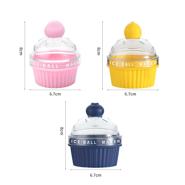 3-pack Silikon & AS Isbollformar 6,7x6,7x8cm för Whisky, DIY-desserter, Enkel Utlösning pink 3st