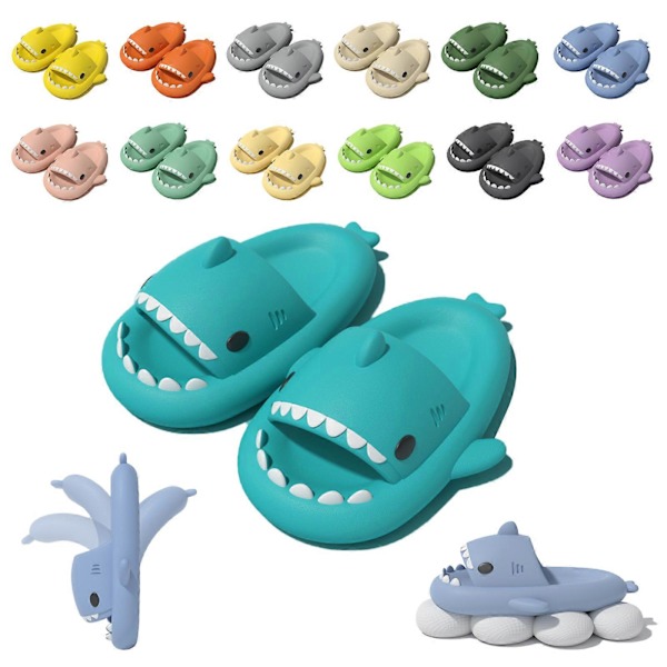 Haj Slides Barn Vuxen Kvinnor Män Hajtofflor - Cloud Shark Slide Strand Sandaler Unisex Kudde Hemma Jultomte, 100% Ny Isgrön 40-41 Ice Green