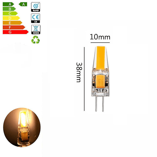 10 st G4 LED-lampor 6W Varmvit Dimbar COB Stiftbas AC/DC 12V