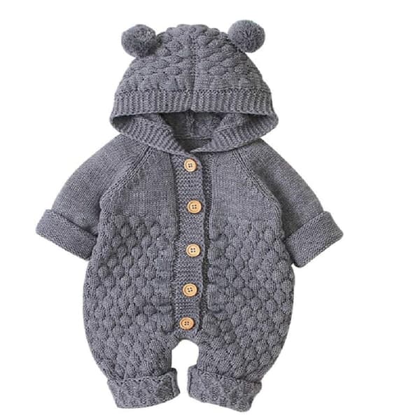 Babyhætteheldragt til nyfødte drenge og piger, strikket heldragt, varm sweater, heldragt A1